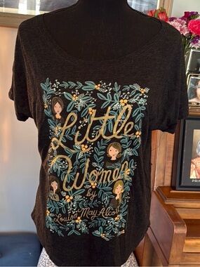 Out of Print Black 'Little Women' Floral Graphic Tee